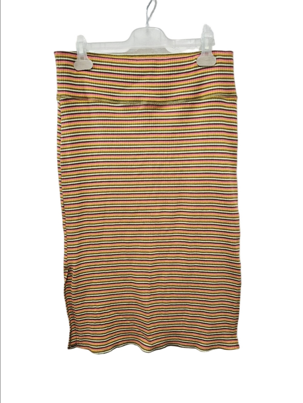 ​Aerie Ribbed Striped Midi Pull On Skirt Size Large Cotton Blend